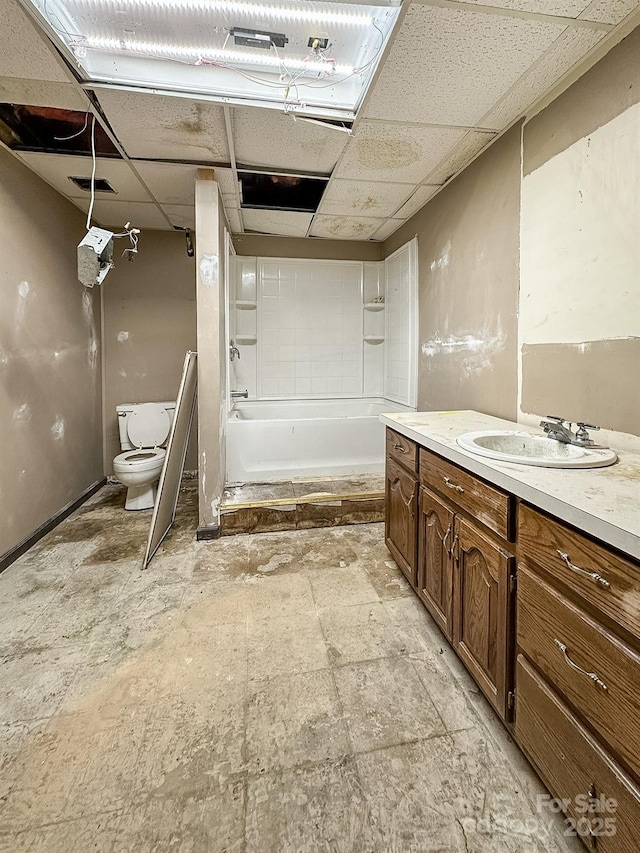 361 Settlemyer Rd, Morganton, NC 28655 - full bath with toilet, a paneled ceiling, vanity, and shower / washtub combination