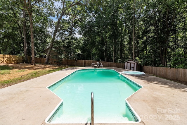 219 Proctor Dr, Salisbury, NC 28147 - view of pool with a patio, a fenced backyard, and a pool with connected hot tub