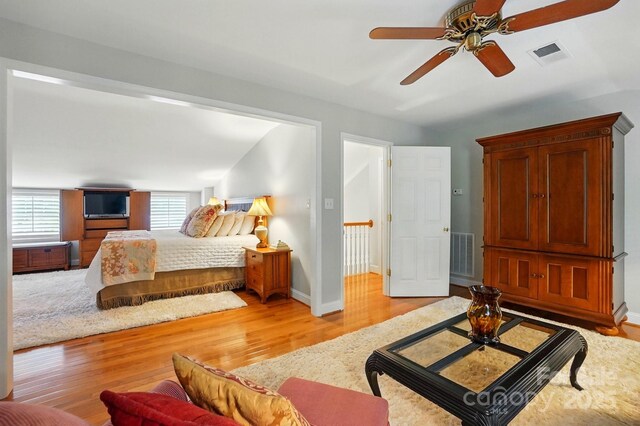 2025 Sagamore Rd, Charlotte, NC 28209 - bedroom with light wood-style floors, baseboards, and ceiling fan