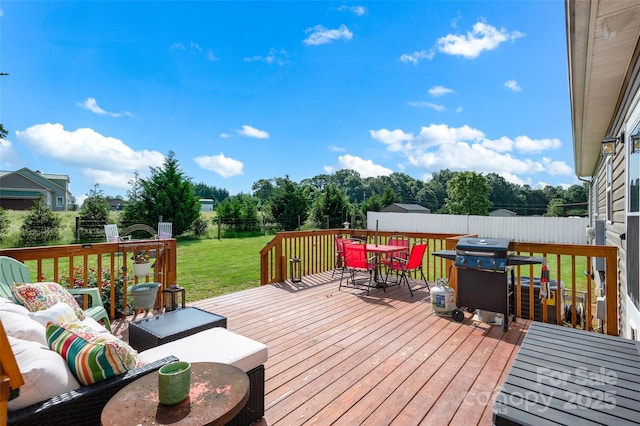 509 Brawley Rd Unit 7, Cleveland, NC 27013 - wooden terrace featuring outdoor lounge area, outdoor dining space, and grilling area