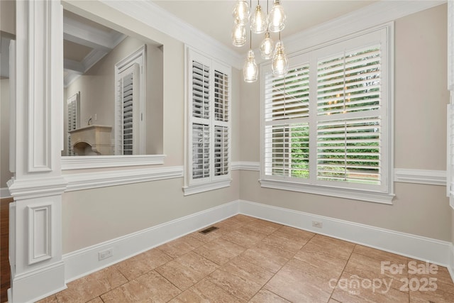 310 Ridge Reserve Dr, Clover, SC 29710 - unfurnished dining area with baseboards and crown molding