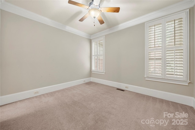 310 Ridge Reserve Dr, Clover, SC 29710 - carpeted spare room with crown molding, ceiling fan, and baseboards
