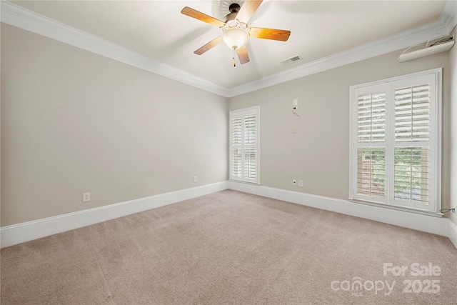 310 Ridge Reserve Dr, Clover, SC 29710 - empty room with crown molding, carpet flooring, plenty of natural light, baseboards, and a ceiling fan