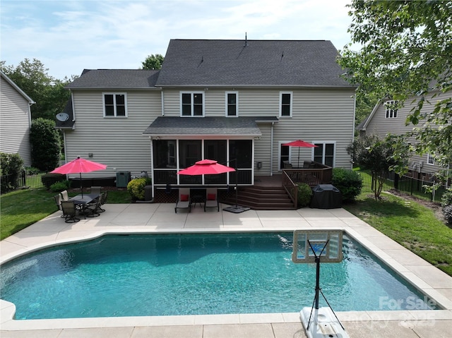 8612 Tintinhull Ln, Waxhaw, NC 28173 - back of house with a sunroom, a patio, outdoor dining area, and a deck