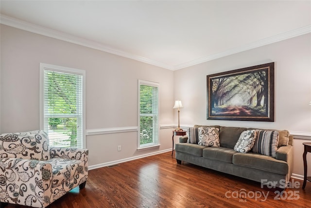 8612 Tintinhull Ln, Waxhaw, NC 28173 - living room featuring wood finished floors, plenty of natural light, ornamental molding, and baseboards