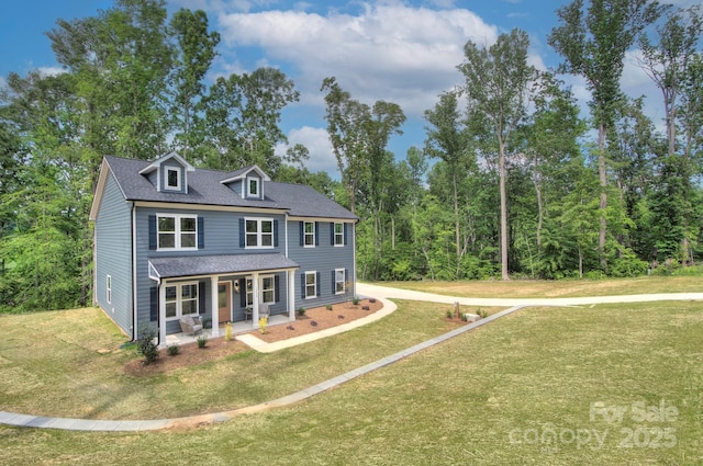 1025 Harrogate Dr, Bessemer City, NC 28016 - view of front of home featuring a porch, a front yard, and a shingled roof