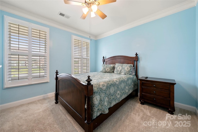 274 Robinwood Ln, Lake Wylie, SC 29710 - carpeted bedroom featuring crown molding, baseboards, and ceiling fan