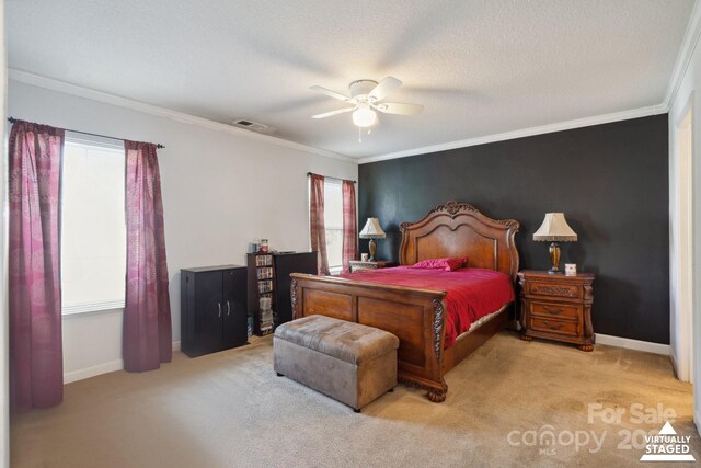 1457 Matthew Allen Cir, Kannapolis, NC 28081 - carpeted bedroom featuring baseboards, crown molding, and a ceiling fan