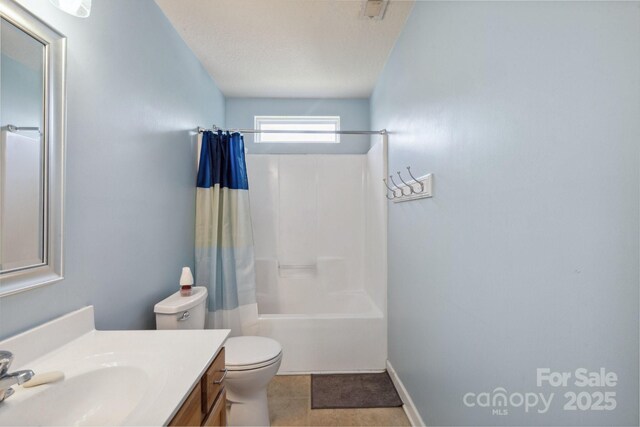1457 Matthew Allen Cir, Kannapolis, NC 28081 - bathroom with vanity, toilet, shower / bath combination with curtain, and tile patterned floors