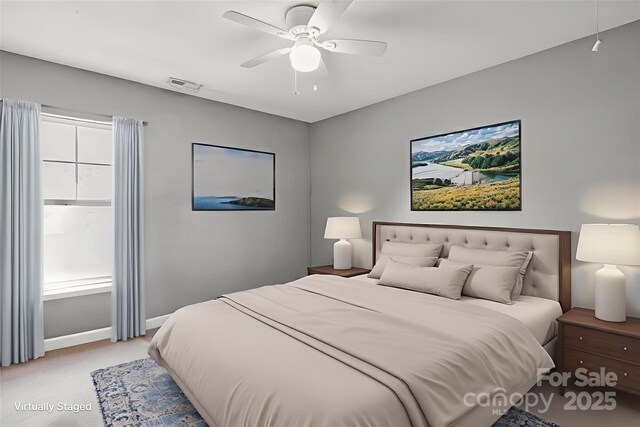 1457 Matthew Allen Cir, Kannapolis, NC 28081 - bedroom with light carpet, baseboards, and a ceiling fan