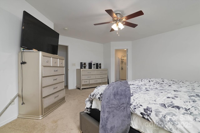 8511 Redding Glen Ave, Charlotte, NC 28216 - bedroom with light colored carpet, a ceiling fan, and ensuite bathroom