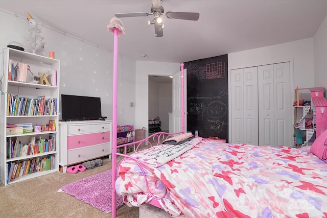 8511 Redding Glen Ave, Charlotte, NC 28216 - carpeted bedroom with ceiling fan and a closet