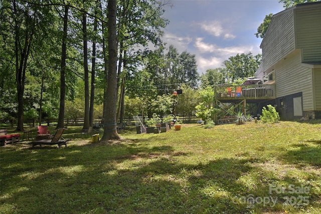 5995 Tall Tree Ln, Harrisburg, NC 28075 - view of yard featuring a wooden deck
