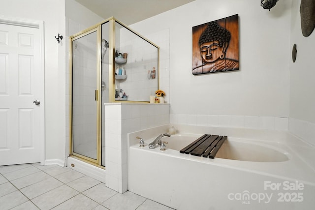2426 Tory Oak Pl, Matthews, NC 28105 - full bathroom featuring a garden tub, tile patterned floors, and a stall shower