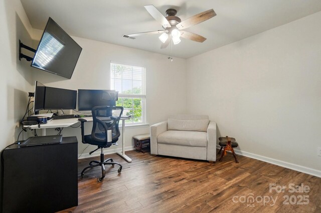 2426 Tory Oak Pl, Matthews, NC 28105 - office space featuring wood finished floors and ceiling fan