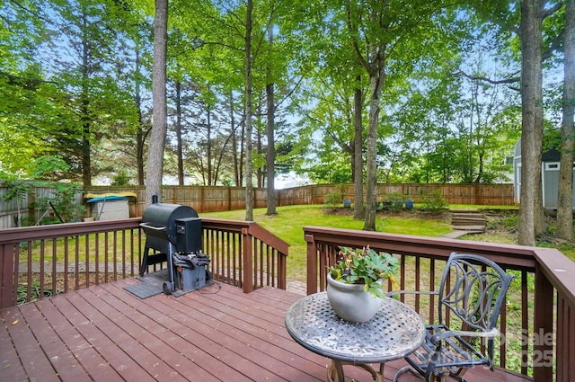2426 Tory Oak Pl, Matthews, NC 28105 - wooden deck with a fenced backyard and grilling area