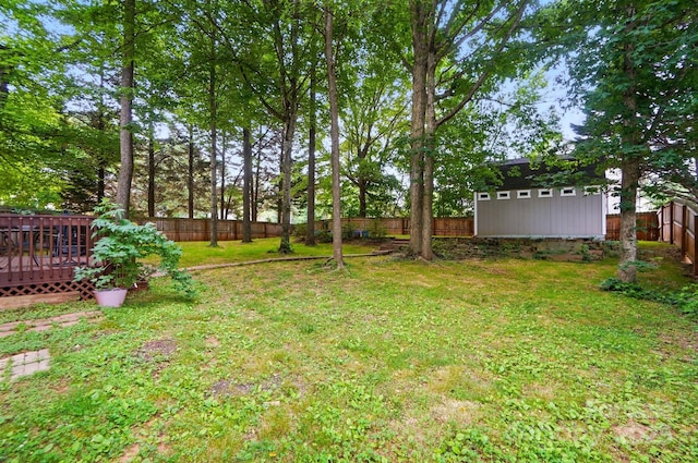 2426 Tory Oak Pl, Matthews, NC 28105 - fenced backyard featuring a wooden deck and a shed