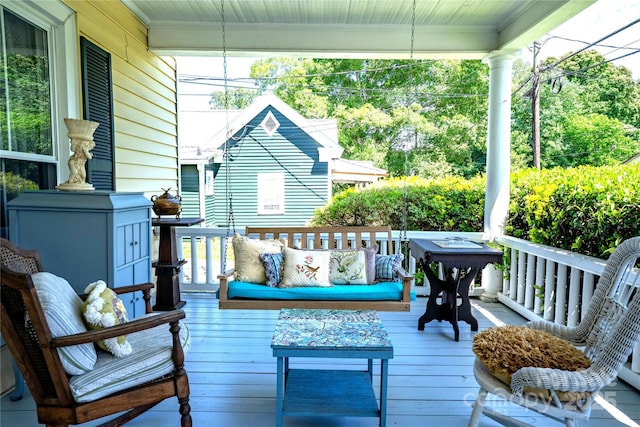131 E Lexington Rd, Mocksville, NC 27028 - wooden terrace with an outdoor hangout area