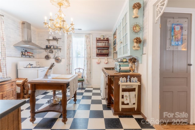 131 E Lexington Rd, Mocksville, NC 27028 - dining room with tile patterned floors and a chandelier