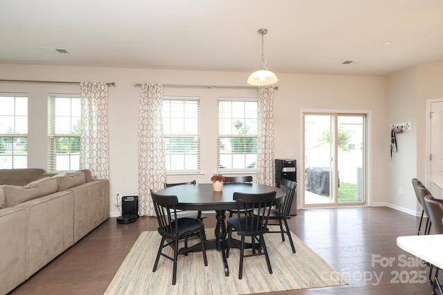 1914 Loggerhead Dr, Lancaster, SC 29720 - dining space featuring plenty of natural light, dark wood-style flooring, and baseboards