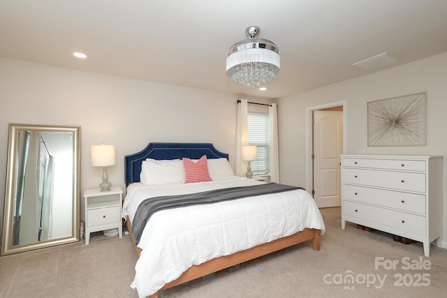 1914 Loggerhead Dr, Lancaster, SC 29720 - bedroom featuring carpet, a chandelier, and recessed lighting