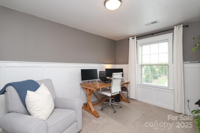 1914 Loggerhead Dr, Lancaster, SC 29720 - carpeted home office featuring a decorative wall and a wainscoted wall