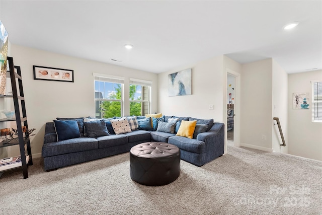11518 Solstice Way, Huntersville, NC 28078 - living room featuring carpet floors, recessed lighting, and baseboards