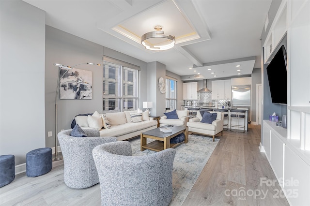 333 W Trade St Unit 1500, Charlotte, NC 28202 - living room with light wood finished floors, baseboards, and recessed lighting