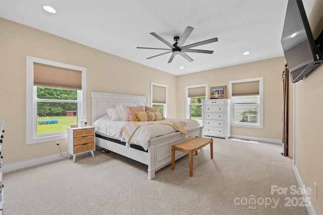 930 Hawley Rd, Mcconnells, SC 29726 - carpeted bedroom with baseboards, a ceiling fan, and recessed lighting