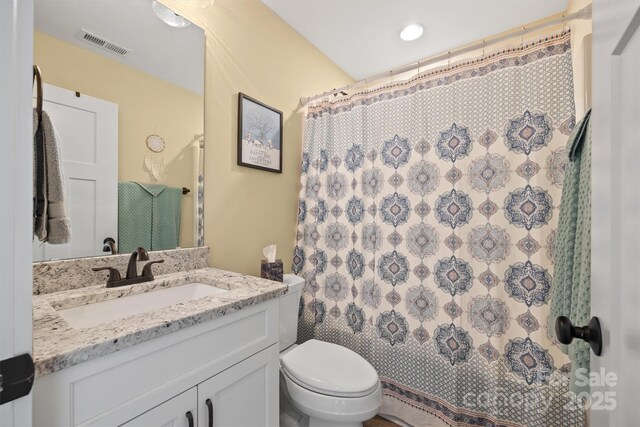 930 Hawley Rd, Mcconnells, SC 29726 - bathroom with toilet, vanity, and curtained shower