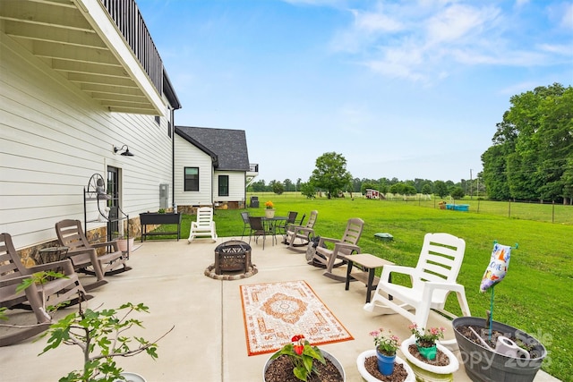 930 Hawley Rd, Mcconnells, SC 29726 - view of patio featuring a fire pit