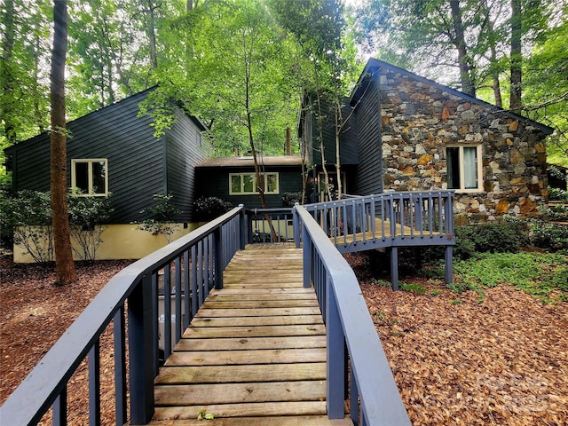2800 Patio Ln, Gastonia, NC 28056 - back of house featuring a deck and stone siding