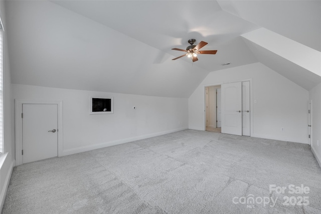 3741 Tea Olive Rd, Gastonia, NC 28056 - bonus room featuring vaulted ceiling, light carpet, a ceiling fan, and baseboards