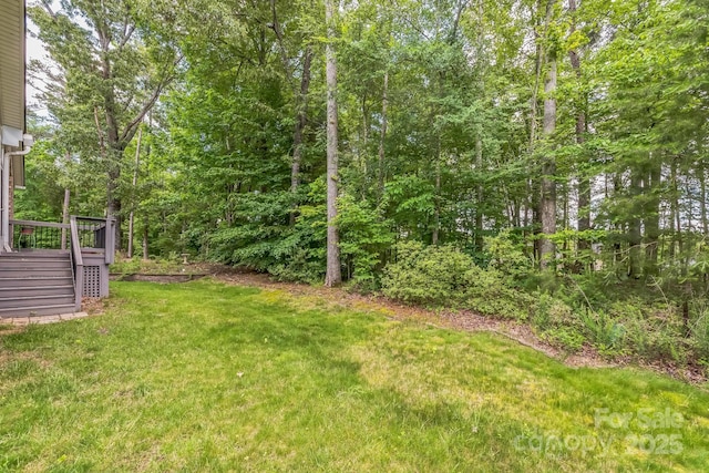 8336 Early Bird Way, Mint Hill, NC 28227 - view of green lawn featuring a wooden deck and stairway