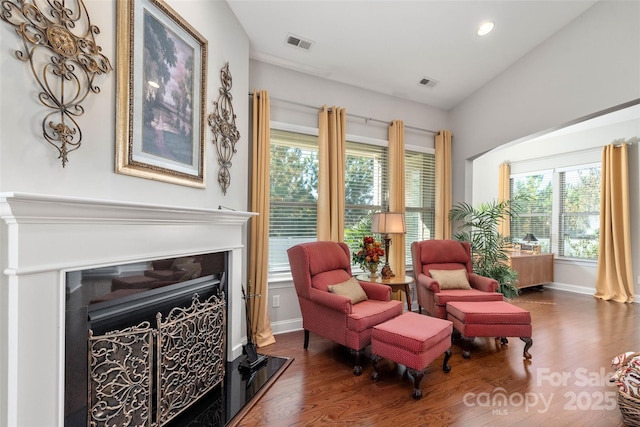 2021 Pinyon Ln, Lancaster, SC 29720 - sitting room featuring wood finished floors, recessed lighting, a fireplace, and baseboards