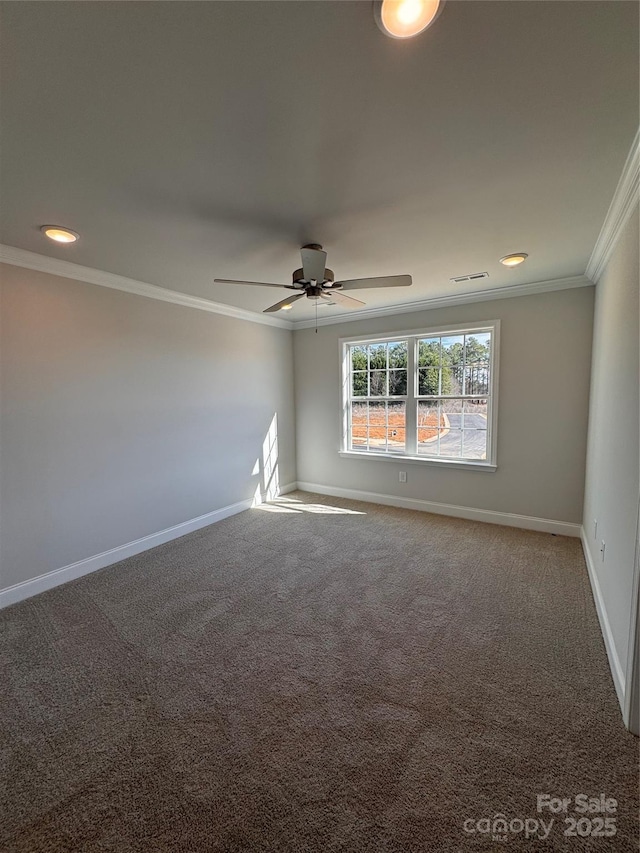 4037 Port Richmond Ave Unit 8, Gastonia, NC 28056 - spare room with ornamental molding, baseboards, carpet flooring, ceiling fan, and recessed lighting