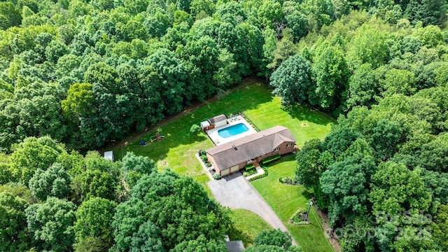 4916 Leepers Creek Rd, Maiden, NC 28650 - view of property location with a heavily wooded area and a pool