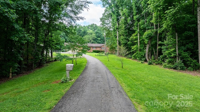 4916 Leepers Creek Rd, Maiden, NC 28650 - view of asphalt driveway featuring a wooded view