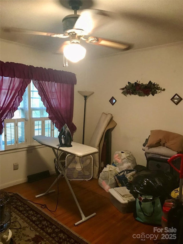 3715 Vanderburg Dr, Concord, NC 28025 - office area featuring wood finished floors and a ceiling fan