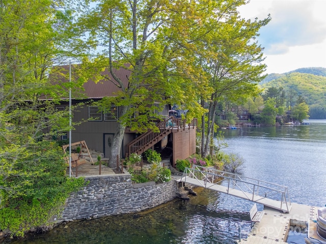 214 Sequoyah Trl, Robbinsville, NC 28771 - dock area featuring stairs and a water and mountain view