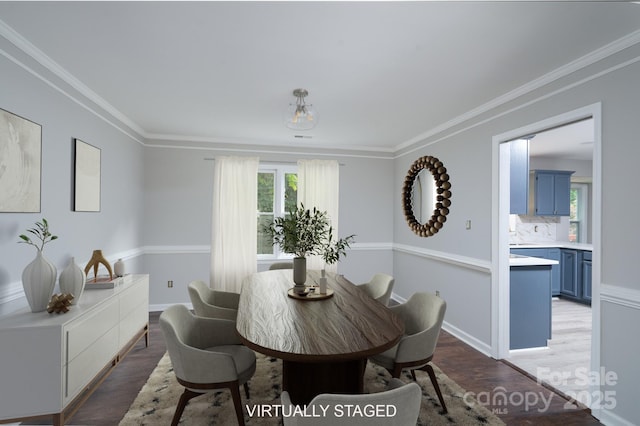 1013 Doby Springs Dr, Charlotte, NC 28262 - dining room with light wood-style flooring, ornamental molding, and baseboards