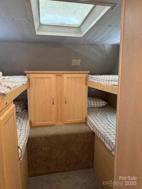 148 Trivette Trl, Mount Gilead, NC 27306 - unfurnished bedroom with carpet flooring, a skylight, and vaulted ceiling