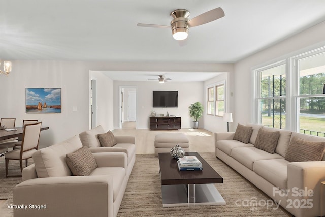 174 Maske Rd, Mount Gilead, NC 27306 - living area with ceiling fan and a chandelier