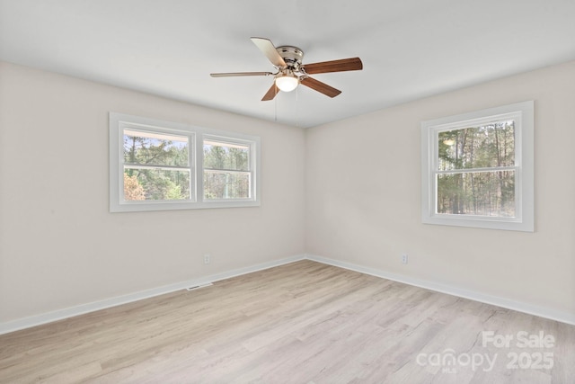 174 Maske Rd, Mount Gilead, NC 27306 - spare room with baseboards, light wood finished floors, and ceiling fan