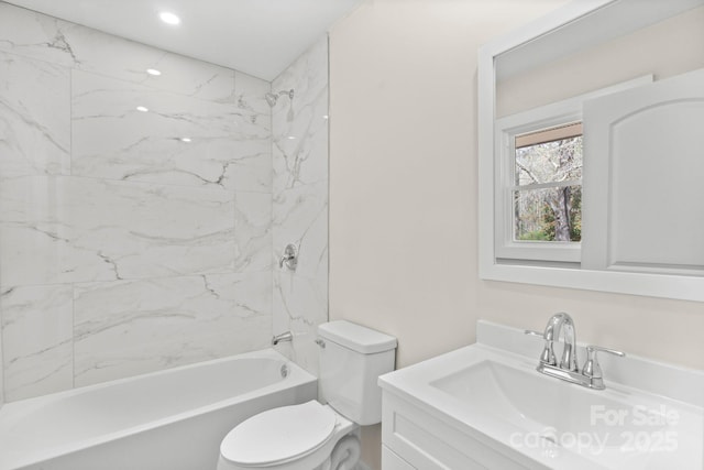 174 Maske Rd, Mount Gilead, NC 27306 - bathroom with toilet, vanity, and shower / washtub combination
