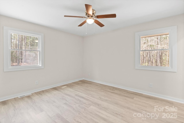 174 Maske Rd, Mount Gilead, NC 27306 - empty room featuring light wood-style floors, baseboards, and ceiling fan
