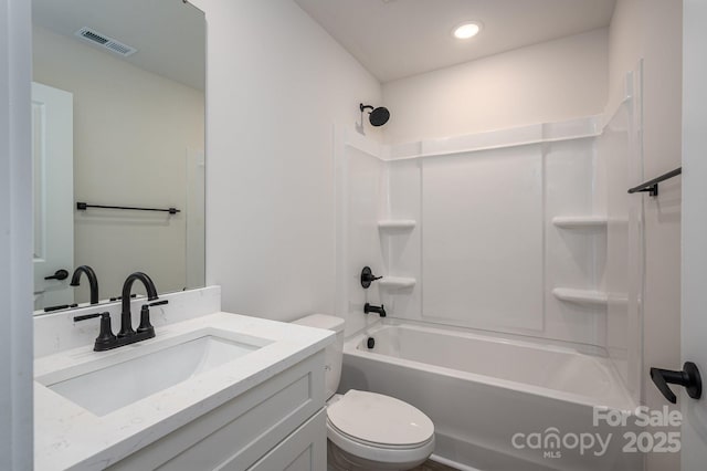 1941 32nd St NE, Hickory, NC 28601 - full bathroom with toilet, shower / washtub combination, vanity, and recessed lighting