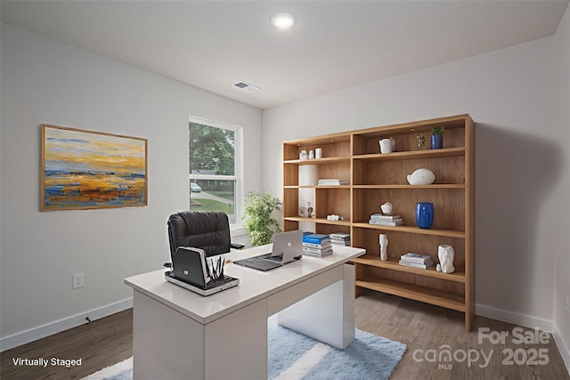1941 32nd St NE, Hickory, NC 28601 - home office with dark wood-style flooring and recessed lighting