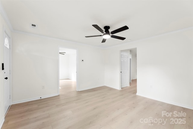 1155 Cedar Grove Ln, Rock Hill, SC 29732 - empty room with crown molding, a ceiling fan, light wood-style floors, and baseboards