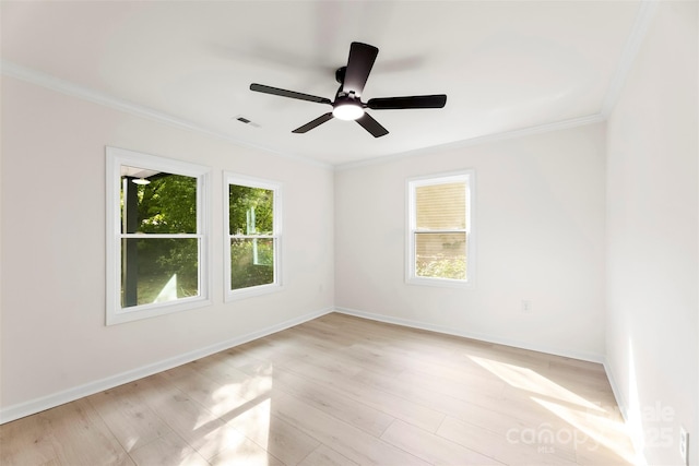 1155 Cedar Grove Ln, Rock Hill, SC 29732 - spare room with crown molding, baseboards, a ceiling fan, and light wood finished floors